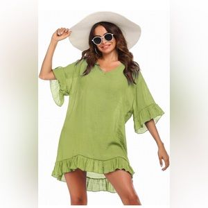 Swimsuit cover up ruffle dress